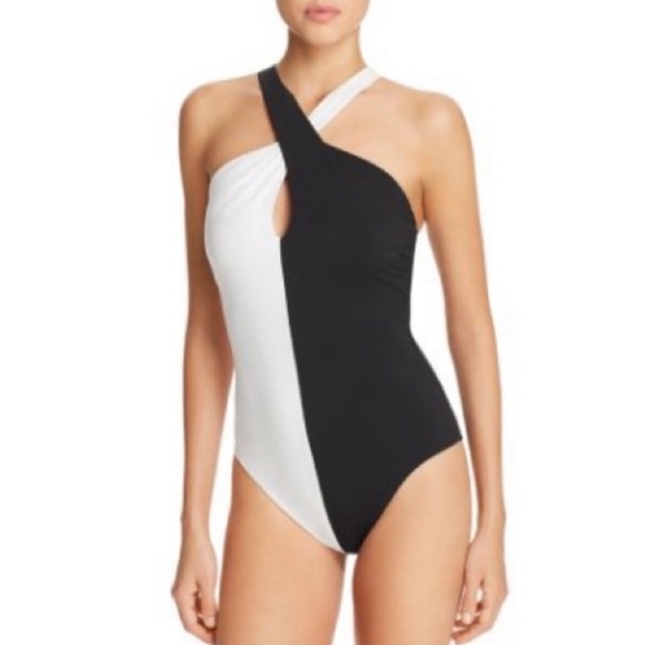 Amoressa Domino Jinx Twist One-Piece B&W Swimsuit - Picture 4 of 8